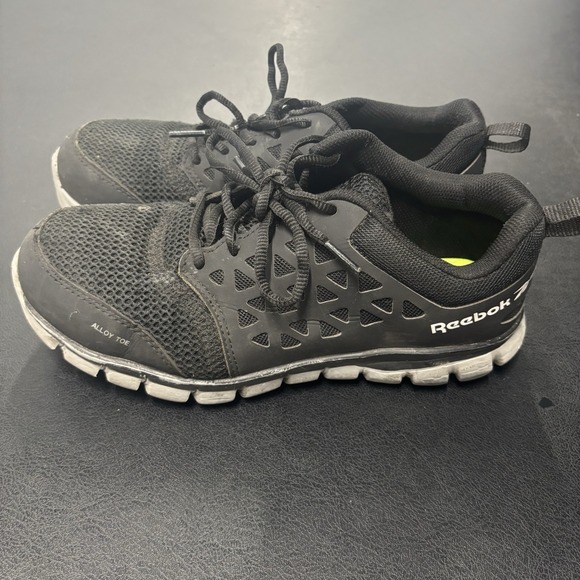 Reebok Men's Sublite Cushion Alloy Toe Work Sneaker Black Size 7W Womens 9W‎ - Picture 1 of 7